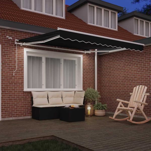 Utfällbar markis Svart 300 x 250 cm Polyester och metall