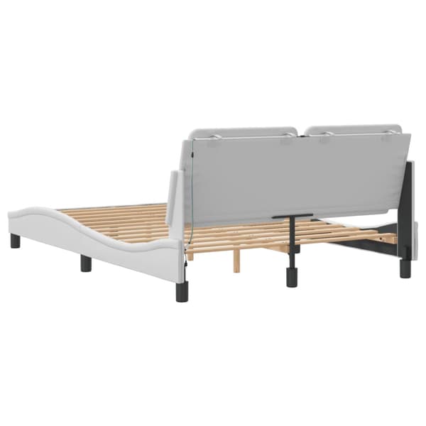 Bed Frame with LED without Mattress "Zadar" White 140x190 cm