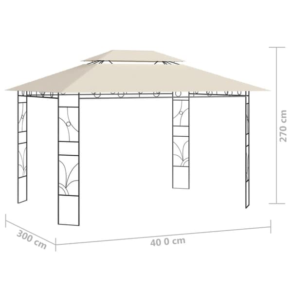Paviljong 4x3x2,7 m gräddvit 160 g/m²