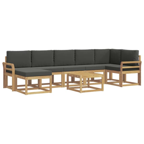 Utomhussoffset med kudde 8 pcs Vit och antracit Polyester