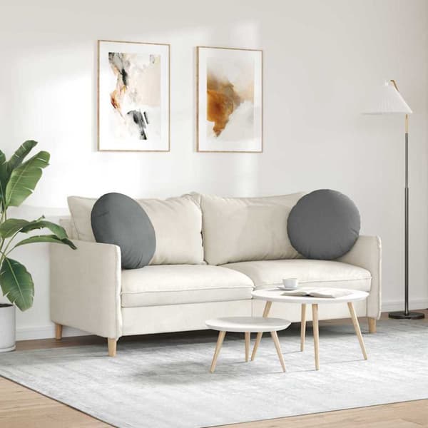 Sittkuddar 2 pcs Mörkgrå Ø50 x 19 cm tyg