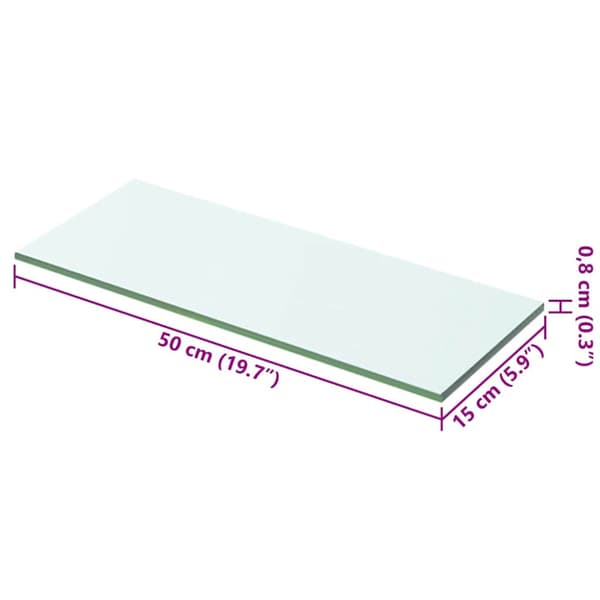 Hyllplan 2 st glas genomskinlig 50x15 cm