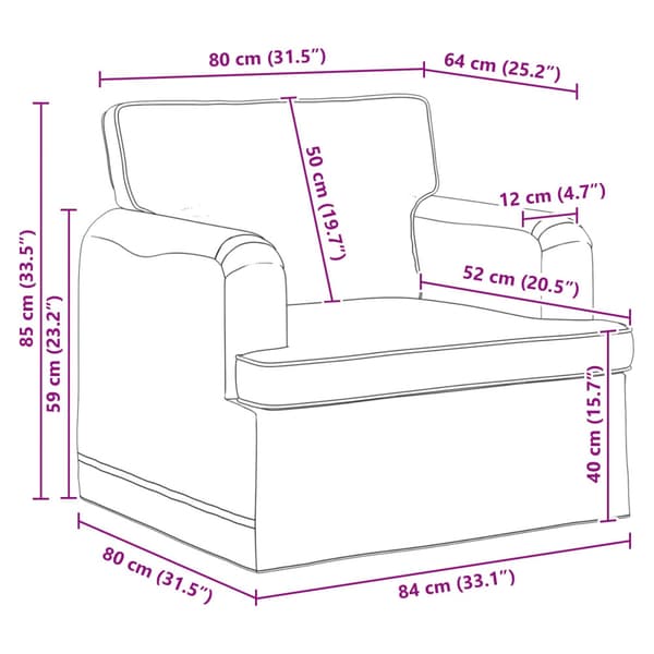 Soffa Blå 84 x 80 x 85 cm tyg
