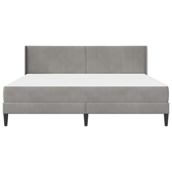 Sängram med madrass Ljusgrå 200 x 200 cm Sammet