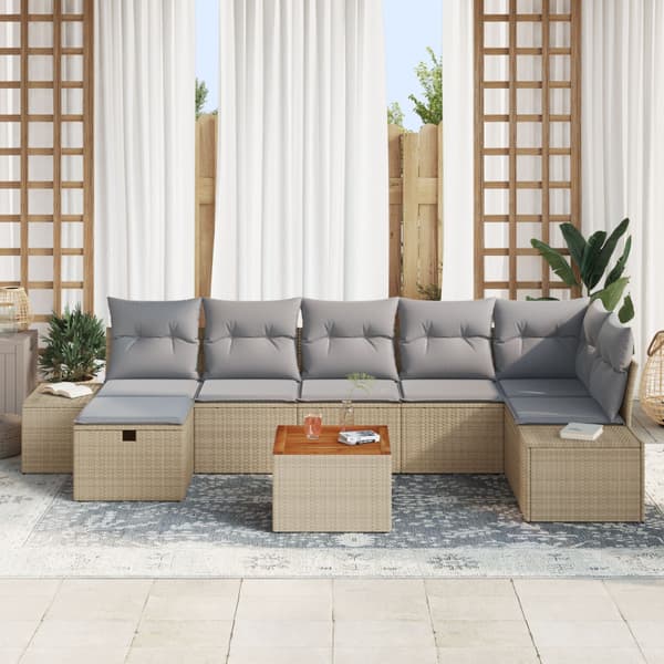 Trädgårdsoffset 8 st Beige Poly rattan