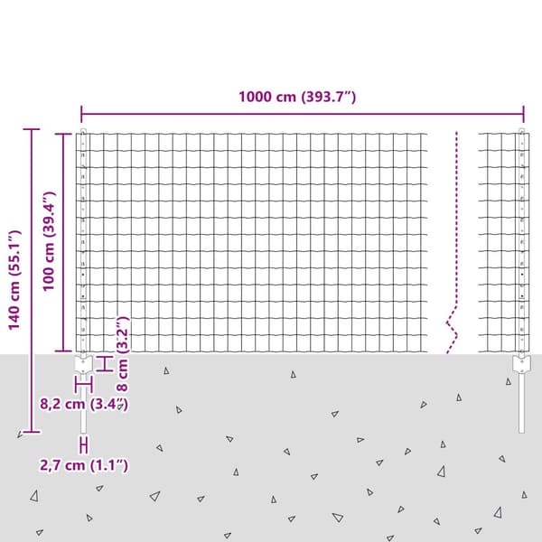 Stängsel med stolpe Grå 1 x 10 m Stål