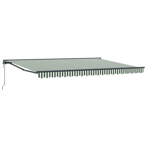 Markisram Grön och Vit 450 × 300 cm Polyester med PU-beläggning
