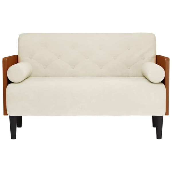 Loveseat soffa med dynor gräddvit 110 cm sammet