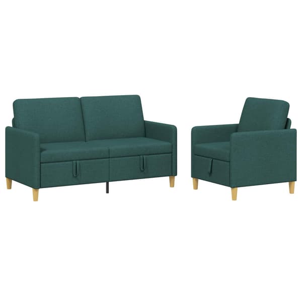 Soffgrupp med förvaring 2 pcs Mörkgrön Polyester