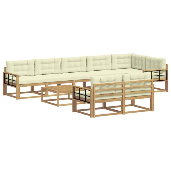 Utomhussoffset 9 pcs Vit och grädde 79 x 79 x 37 cm Polyester