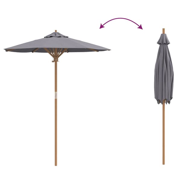 Trädgårdsparasol Mörkgrå Ø 270 x 260 cm Bambu