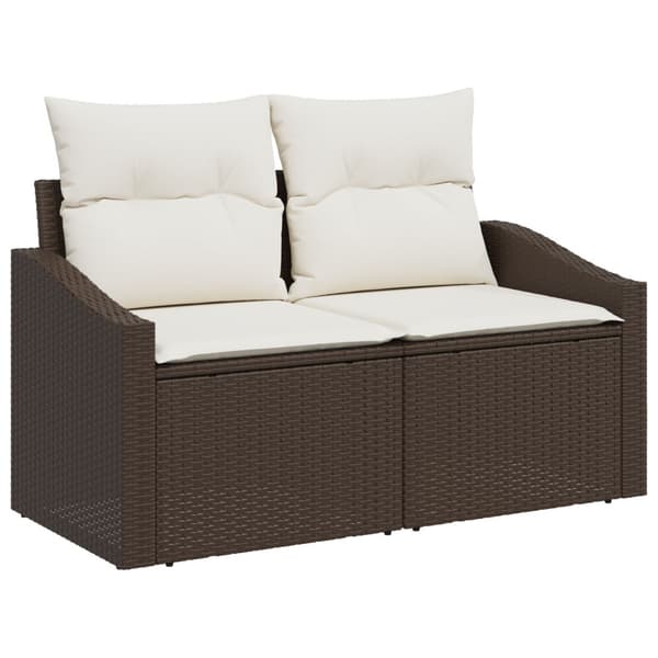 Trädgårdsoffset med lagring 5 pcs Brun Poly rattan