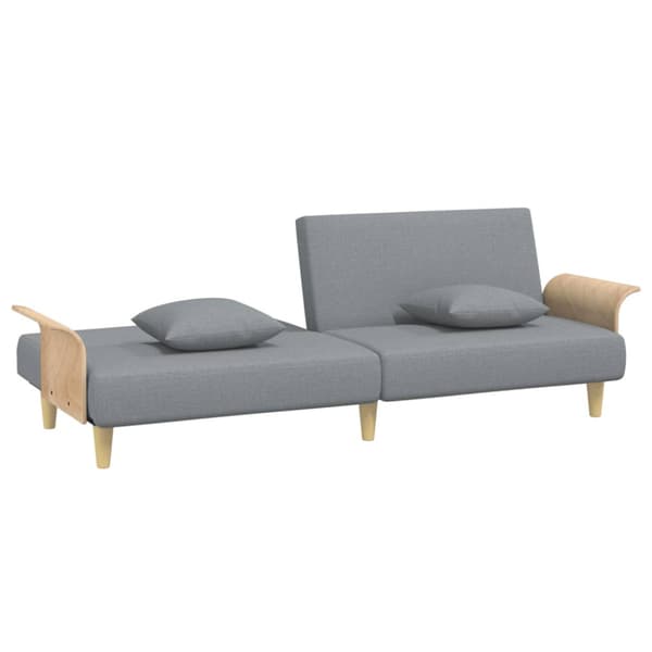 Bäddsoffa med armstöd ljusgrå tyg