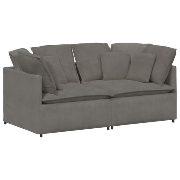 Modulsoffa med dynor manchestertyg ljusgrå
