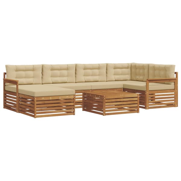 Utomhussoffset med kudde 7 pcs Naturlig och Beige