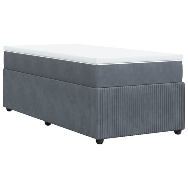 Ramsäng med madrass mörkgrå 90x190 cm sammet