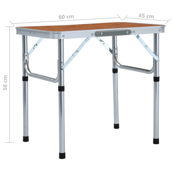 Hopfällbart campingbord aluminium 60x45 cm