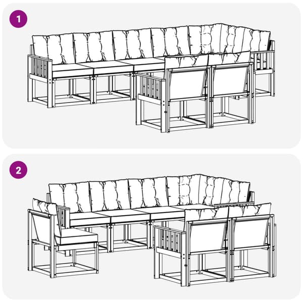 Utomhussoffset med kudde 8 pcs Vit och Beige