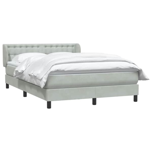Ramsäng med madrass ljusgrå 160x210 cm sammet