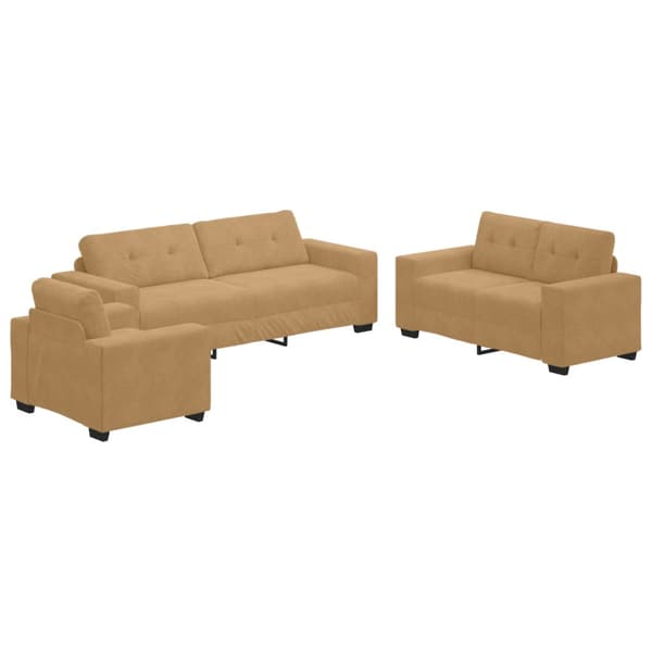 Soffset 3 pcs Brun 221 x 80 x 80 cm Sammet
