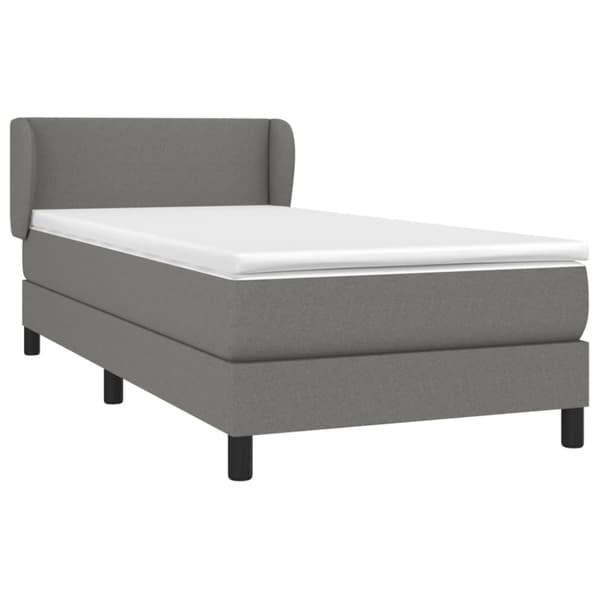 Ramsäng med madrass mörkgrå 100x200 cm tyg