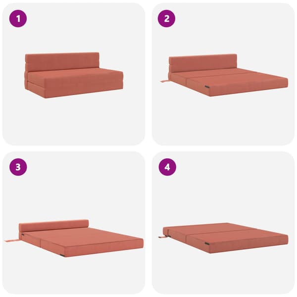 Fällbar Soffbed Röd orange 152 x 86,5 x 60 cm Tyg