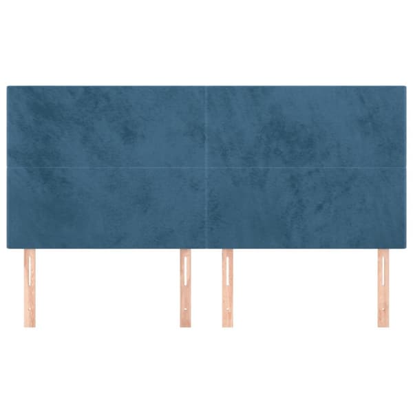 Sänggavel mörkblå 180x5x118/128 cm sammet