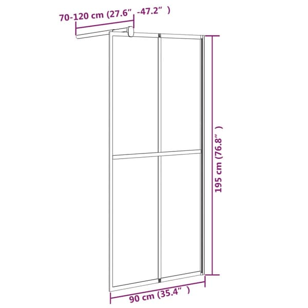 Duschvägg 90x195cm mörkt härdat glas