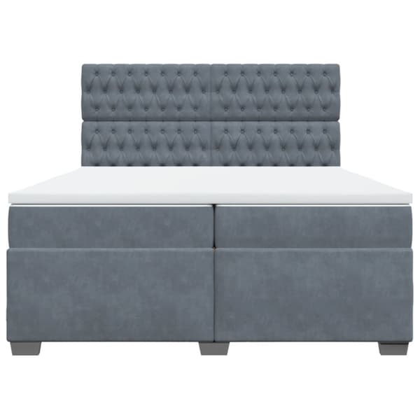 Ramsäng med madrass mörkgrå 200x200 cm sammet
