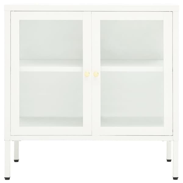 Skänk vit 70x35x70 cm stål och glas