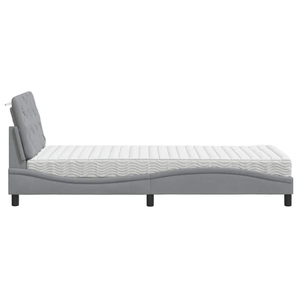 Bed with Mattress Light Grey 90x200 cm Fabric