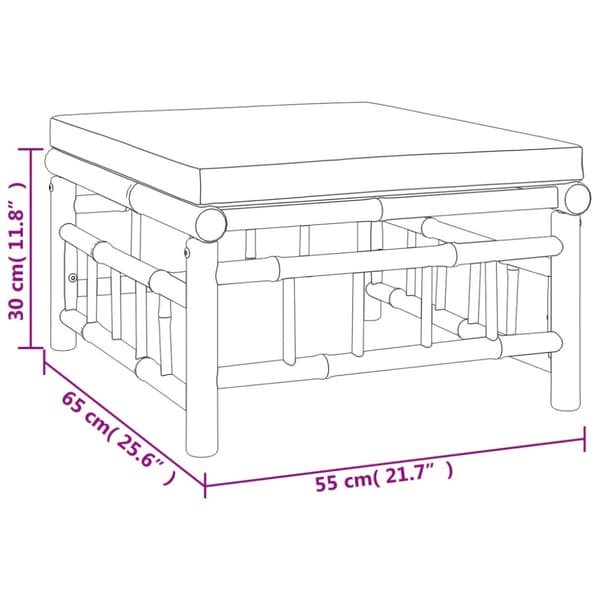 Loungegrupp 6 delar gräddvita dynor bambu