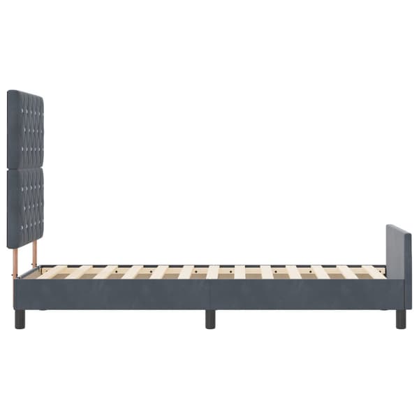 Bäddfjäder med huvudgavel Mörkgrå 80 x 200 cm Sammet