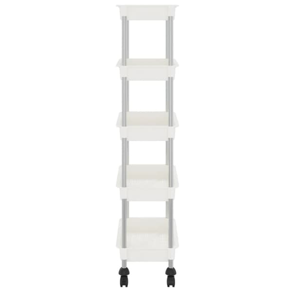 Rullvagn 5 våningar vit 42x29x128 cm järn och ABS