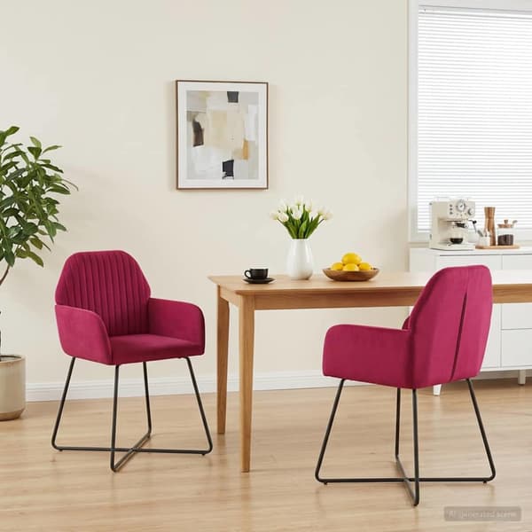 Matstolar 2 pcs Sammet Vinröd 55 x 50 x 84 cm