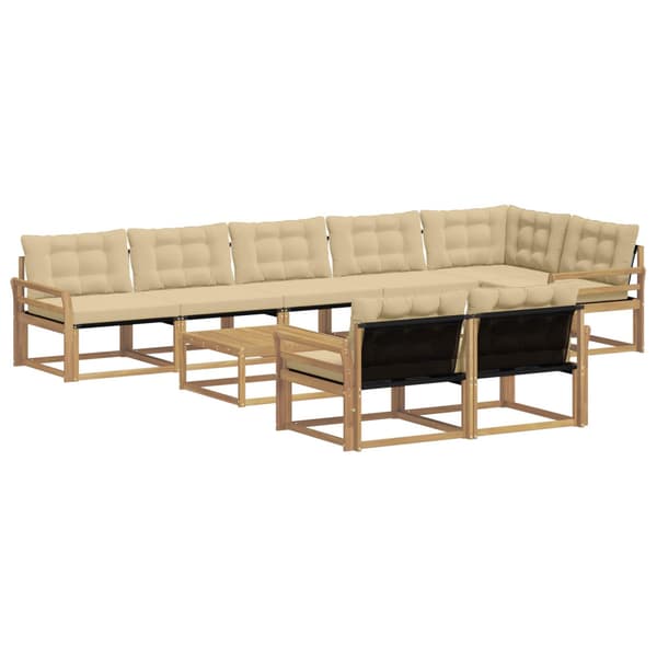 Utomhussoffset 9 pcs Vit och Beige 79 x 79 x 37 cm