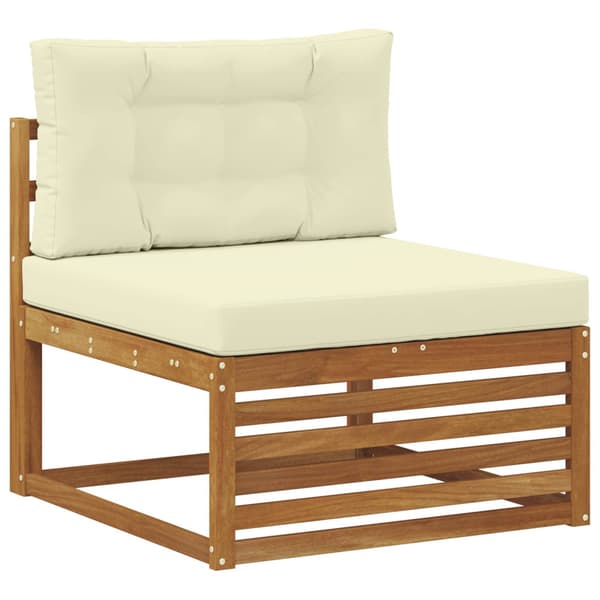 Utomhussoffset med kudde 6 pcs Naturlig och Grädde