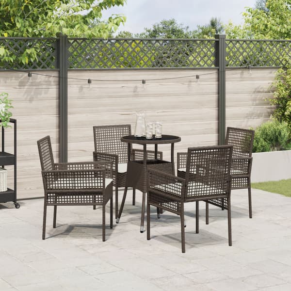 Trädgårdsmöbelset 5 pcs Brun konstrotting