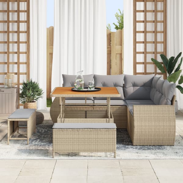 Trädgårdsoffset 8 pcs Beige konstrotting