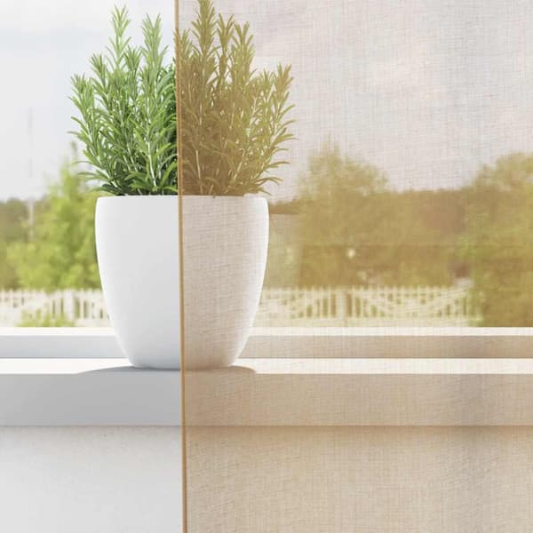 Voile gardiner med stångfickor 2 st sand