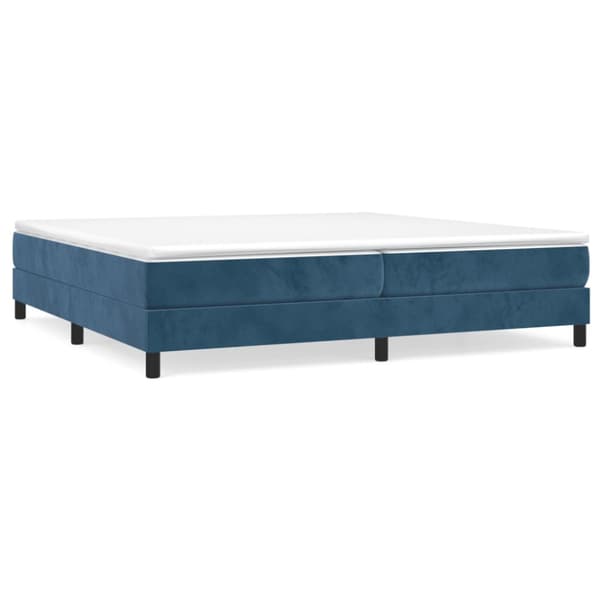 Boxspring-sängram mörkblå 200x200 cm sammet