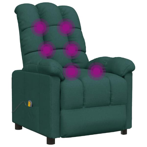 Massagefåtölj mörkgrön tyg