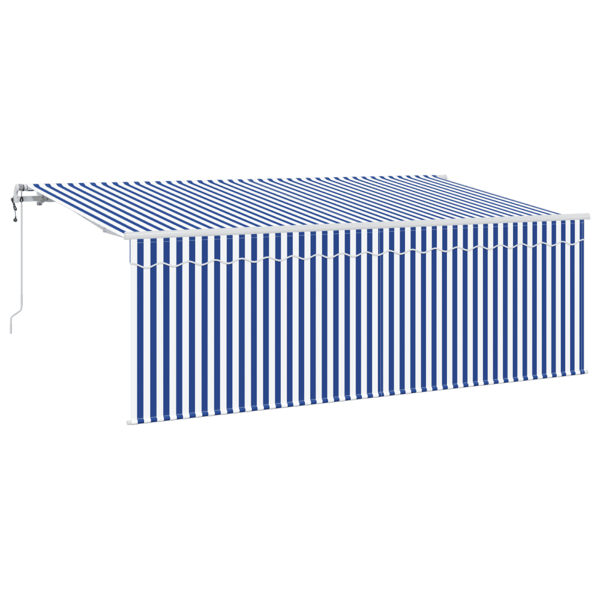 Utfällbar markis Blå och Vit 400 x 200 cm