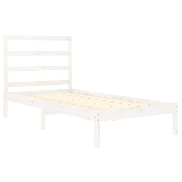 Sängram vit massivt trä 90x190 cm