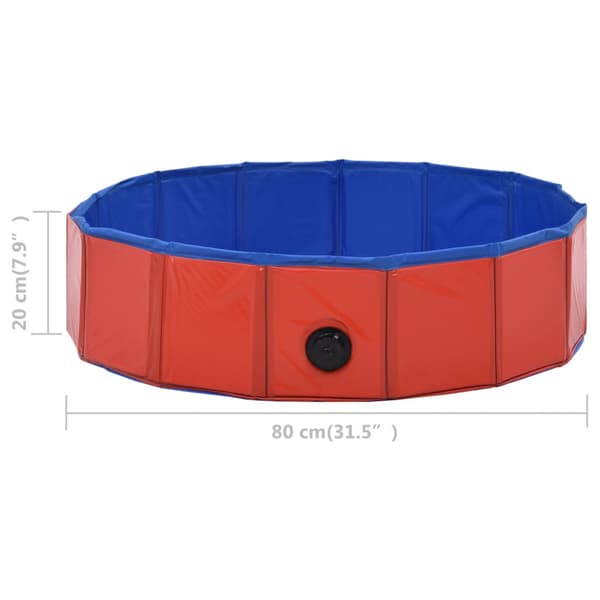 Hopfällbar hundpool röd 80x20 cm PVC