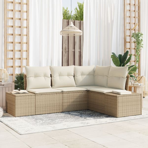 Trädgårdsoffset 4 st Beige konstrotting