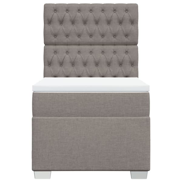 Ramsäng med madrass taupe 90x190 cm tyg
