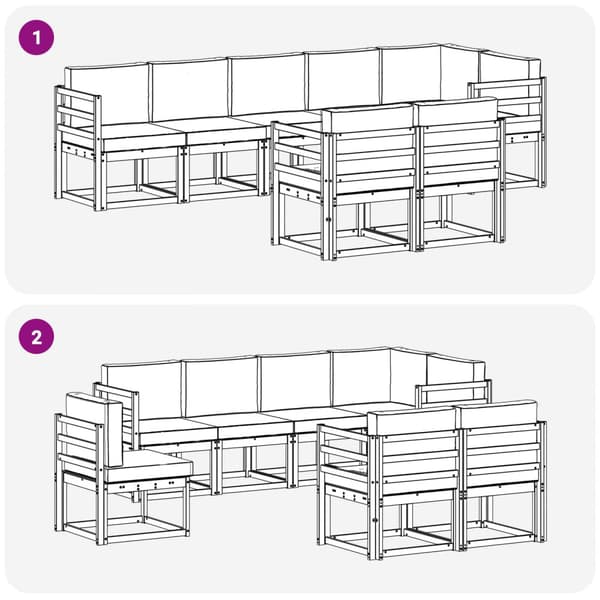 Utomhussoffset med kudde 8 pcs Vit och antracit Polyester