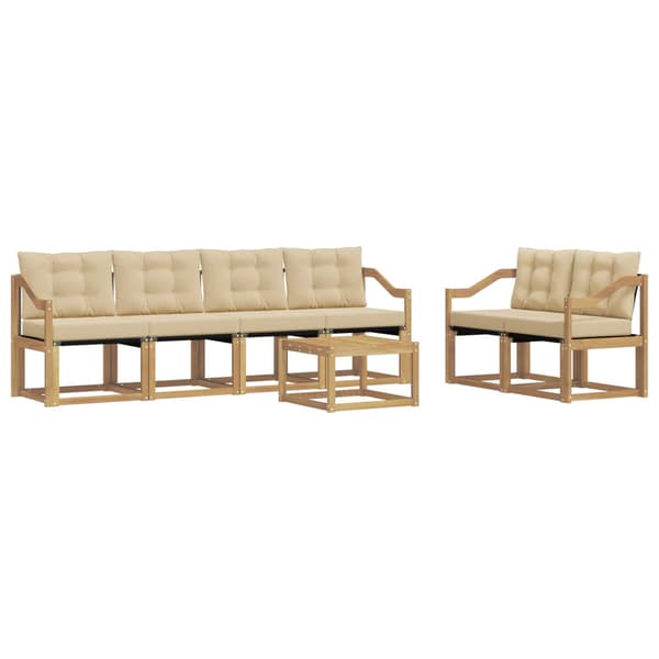 Utomhussoffset med kudde 7 pcs Vit och Beige