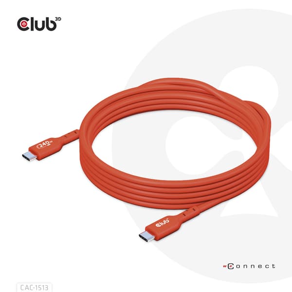 Club 3D - USB typ C-kabel - USB-C till USB-C - 3 m